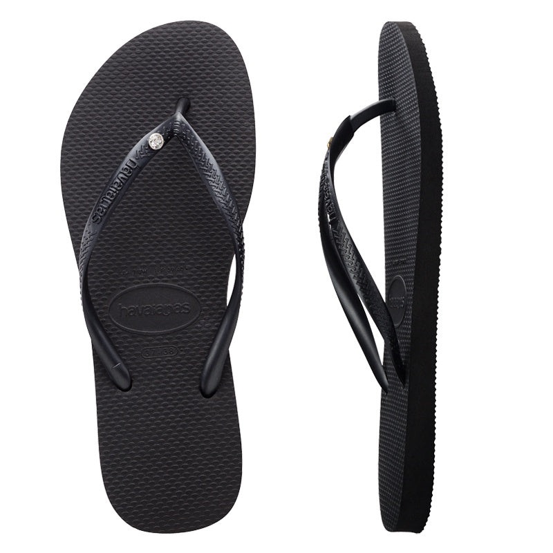 Slim Crystal SW ll Black Thongs