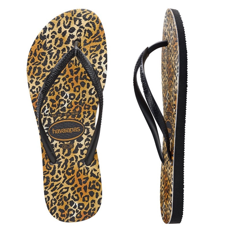 Slim Leopard Black/Black Thongs