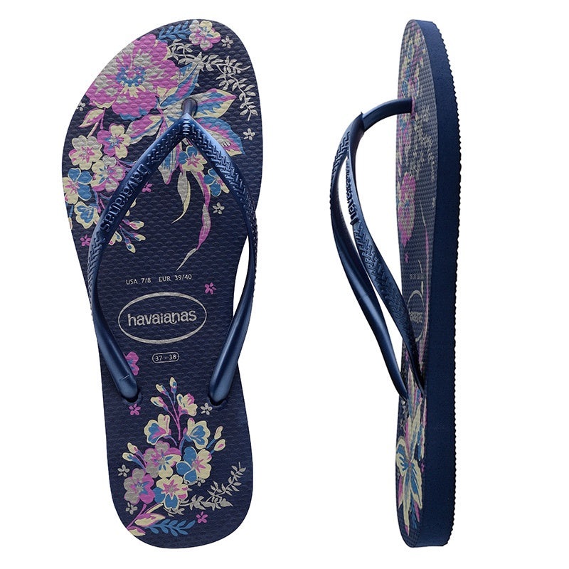 Slim Organic Navy Blue Thongs