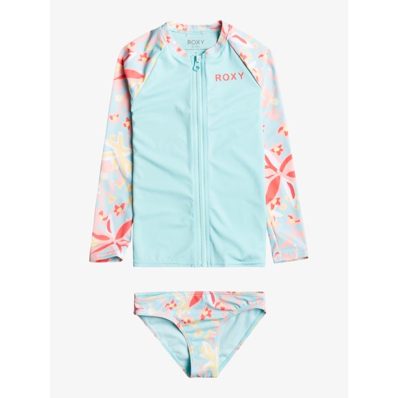 Girls 2-7 Holiday Flower Long Sleeve UPF 50 Rash Vest Set