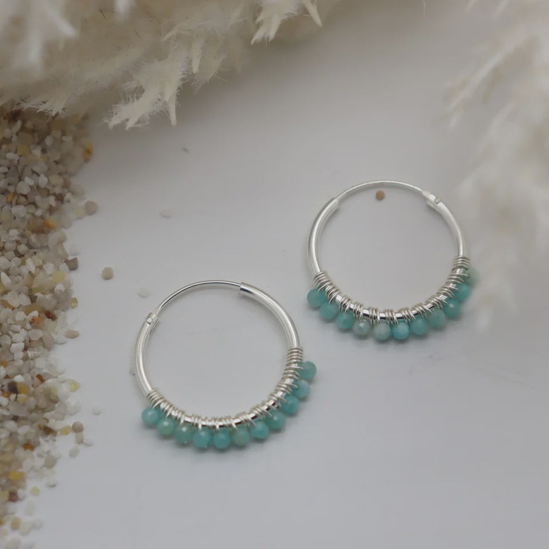 Amazonite Hoop Small Earrings