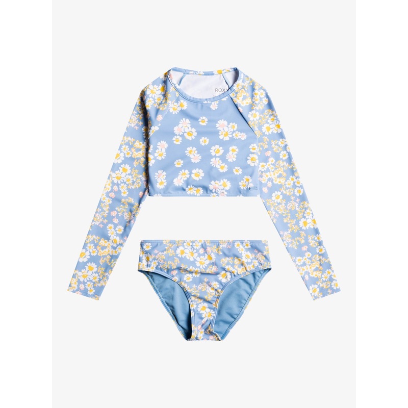 Girls 8-16 Adventurous Beachy Girl LS Cropped Rash Vest