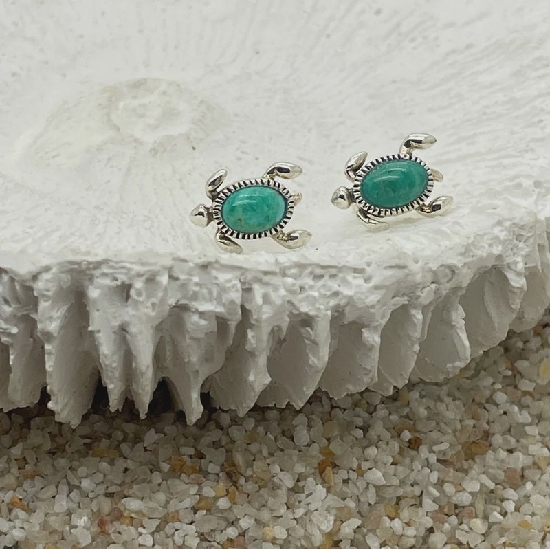 Turquoise Sea Turtle Stud Earrings