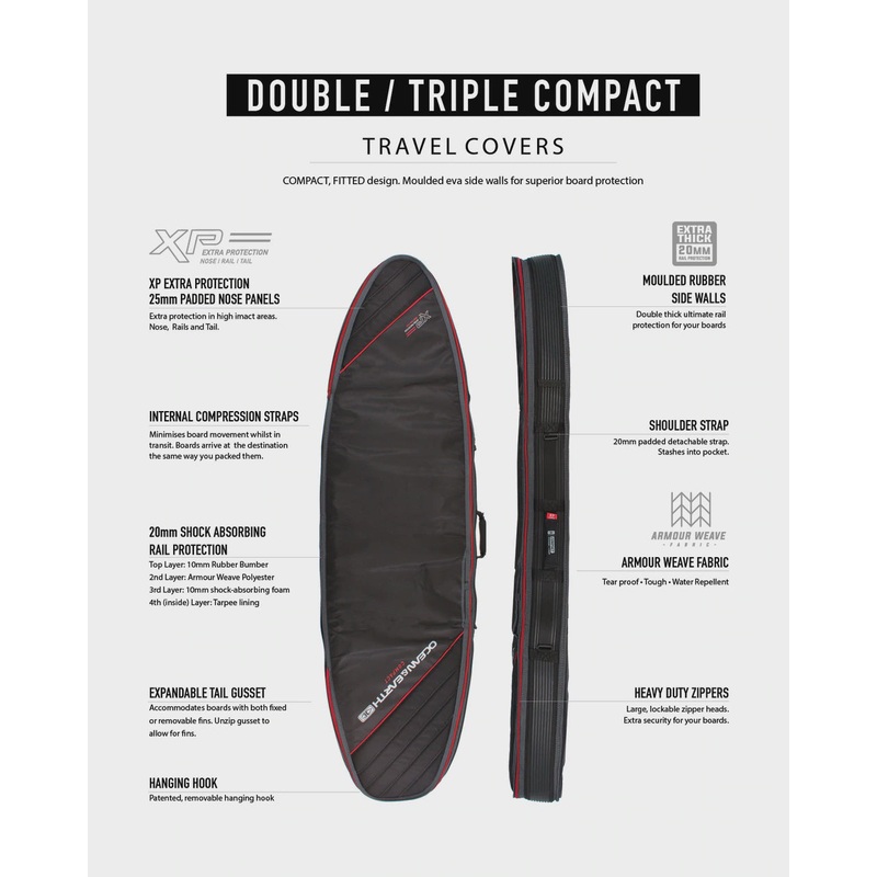Double Compact Shortboard Board Cover