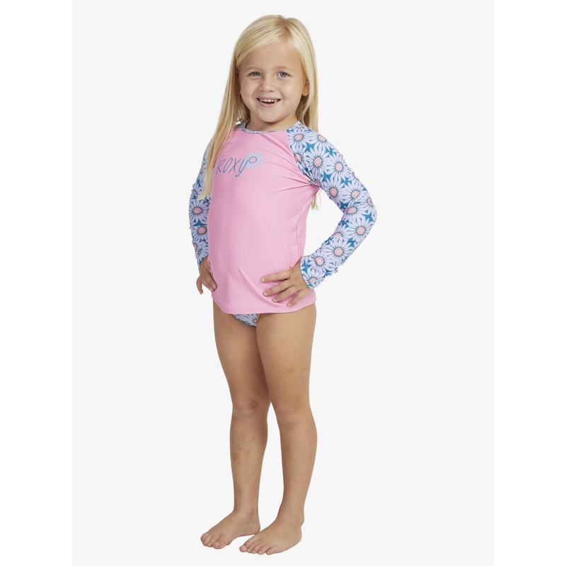 Girls 2-7 Bold Florals Long Sleeve Rash Vest Set