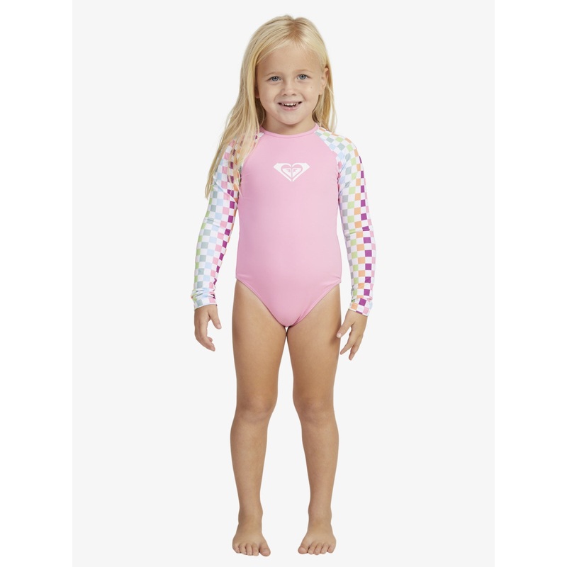 Girls 2-7 Rainbow Check Long Sleeve One-Piece Swimsuit