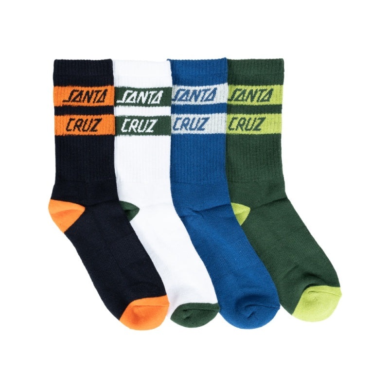 Solid Stack Strip Crew Sock - 4 PK