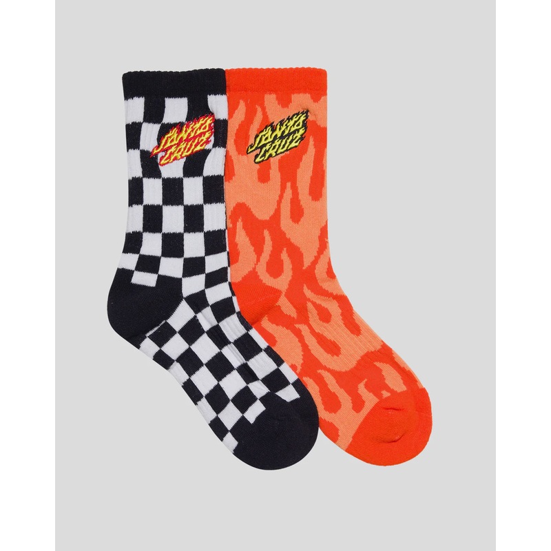 Flaming Stack Boys Crew Socks (2 Pack)