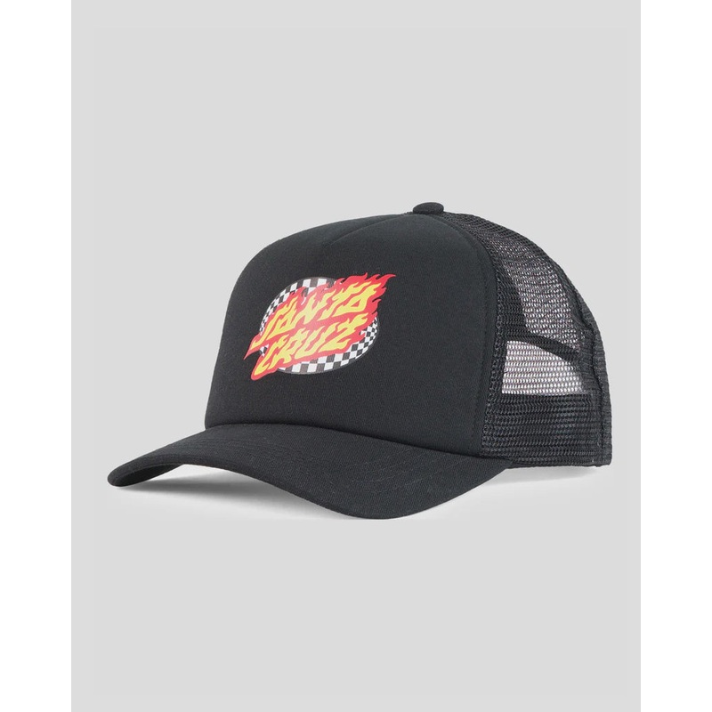 Oval Check Flame Dot Boys Trucker Cap