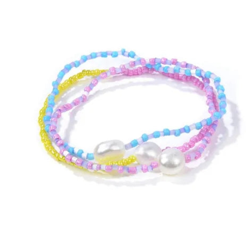 3 Strand Pearl/Pastel Seed Bead Bracelet