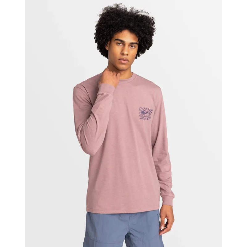 Mens Checker Mountain Long Sleeve T-Shirt