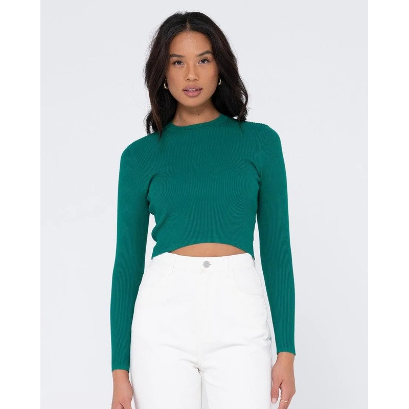 Charis Ribbed Crop Long Sleeve Knit Top
