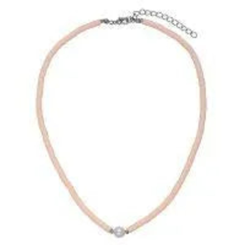 Pastel Peach Heishi Choker W/ Pearl