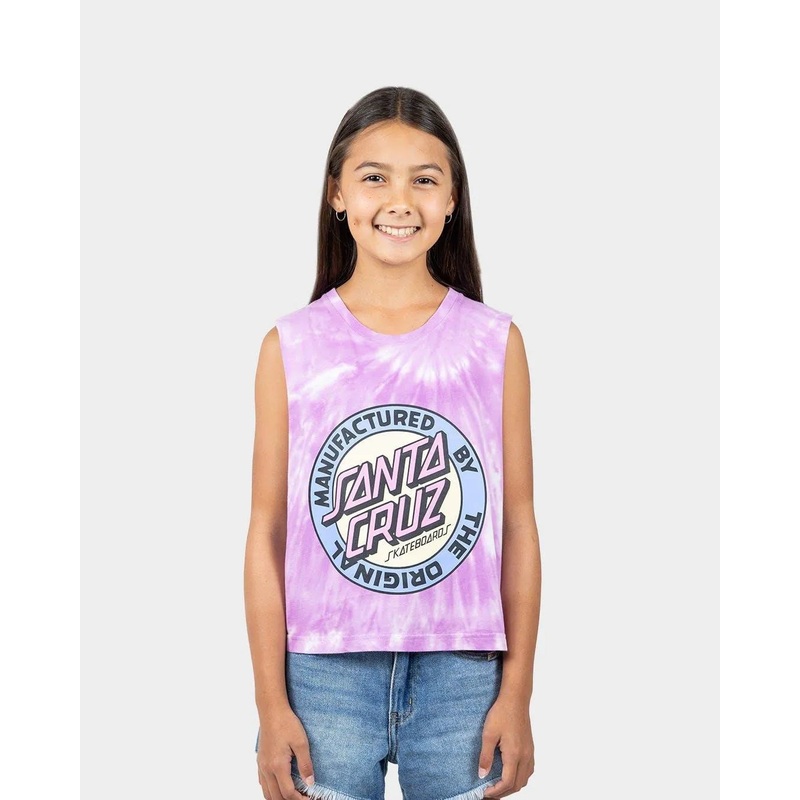 Mfg Dot Front Santa Cruz Girls Cropped Muscle T-Shirt