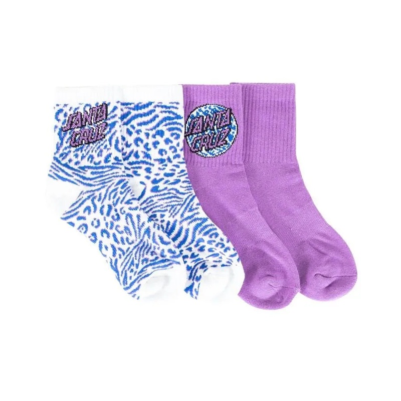 Zebra Marble Dot Santa Cruz Girls Mid Socks (2 Pack)