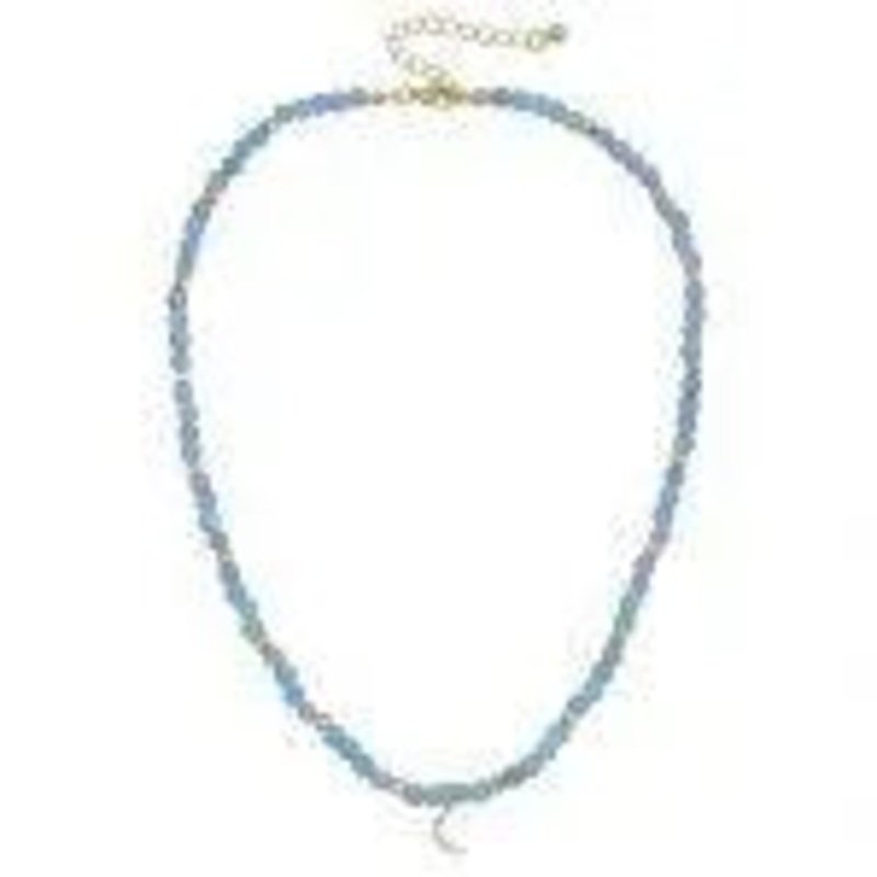 Aqua Jade Pendant W/ Gold Sparkly Cresent Moon