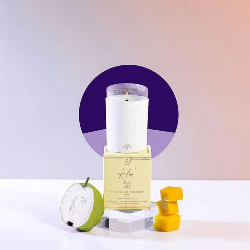 Mini Kalos' | Crystal Infused Candle Of Prosperity | Lychee Mango & Guava
