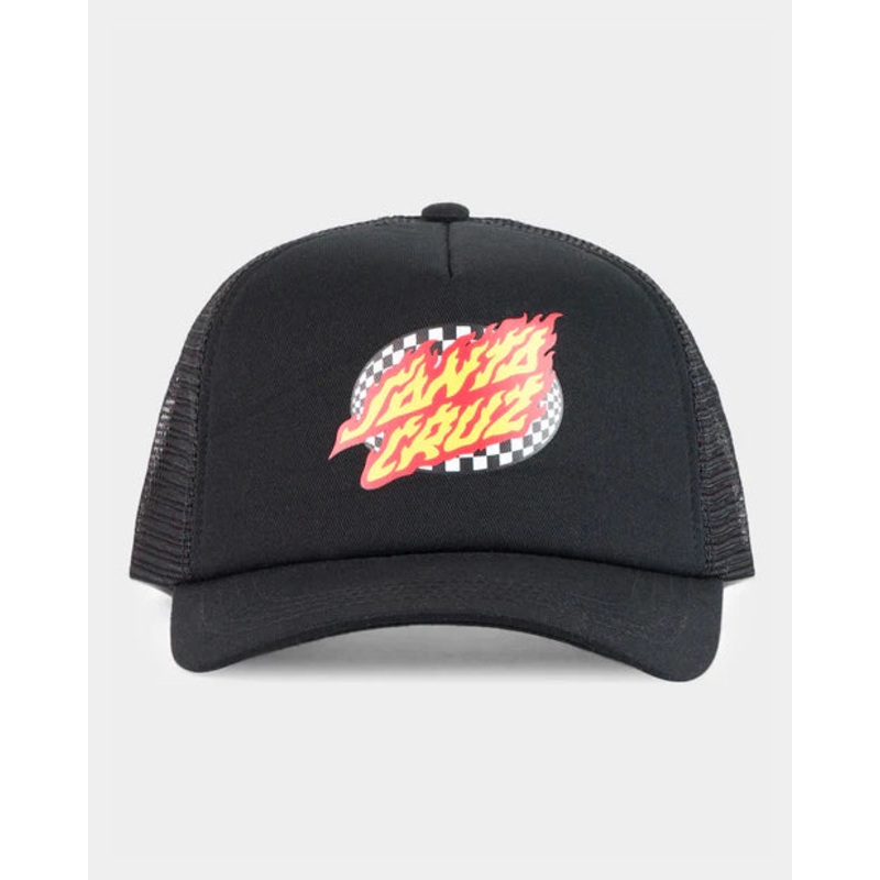 Oval Check Flame Dot Trucker Cap