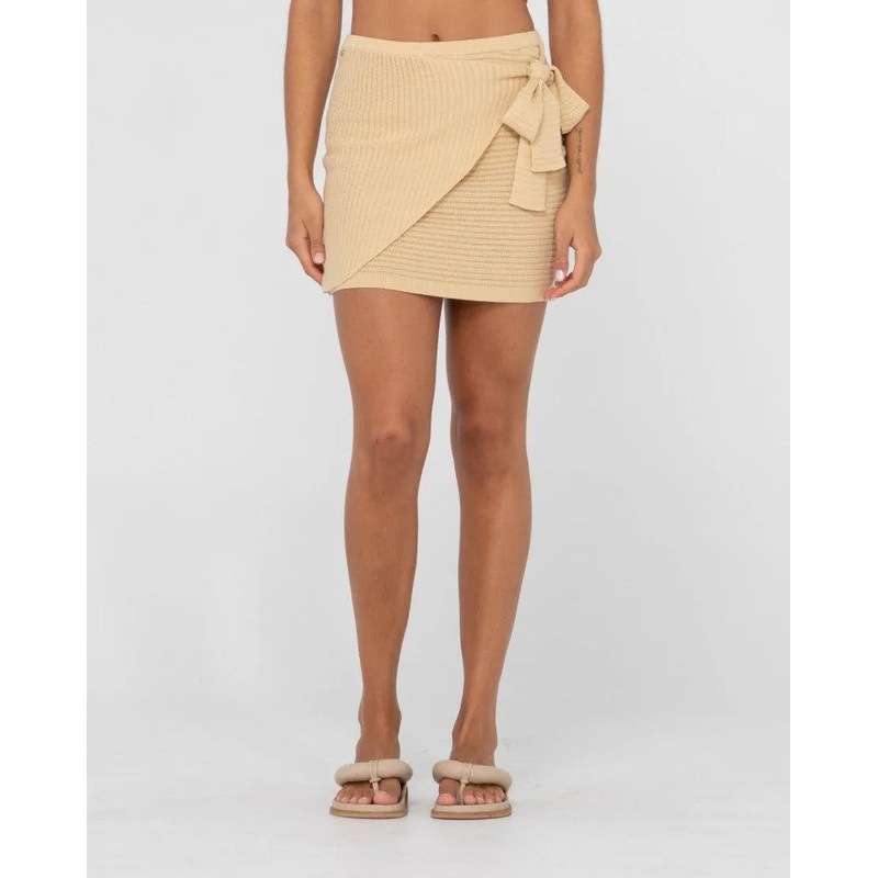 Harri Ribbed Knit Sarong Mini Skirt