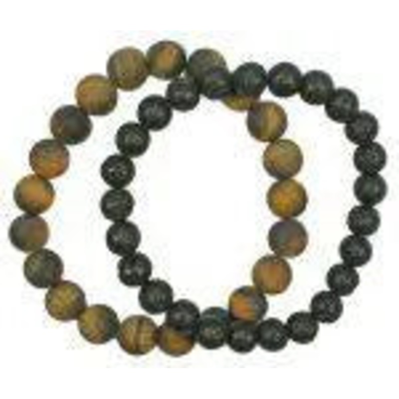 2-Strnd Lava Bead/Matt Tiger Eye Bracelets
