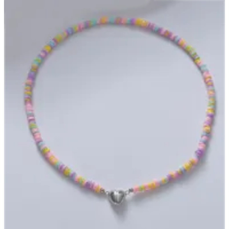 Rainbow Heishi W/ Magnetic Heart Clasp