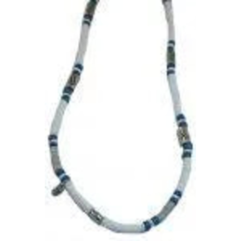White Heishie Shell W/ Metal Wave Feature Beads