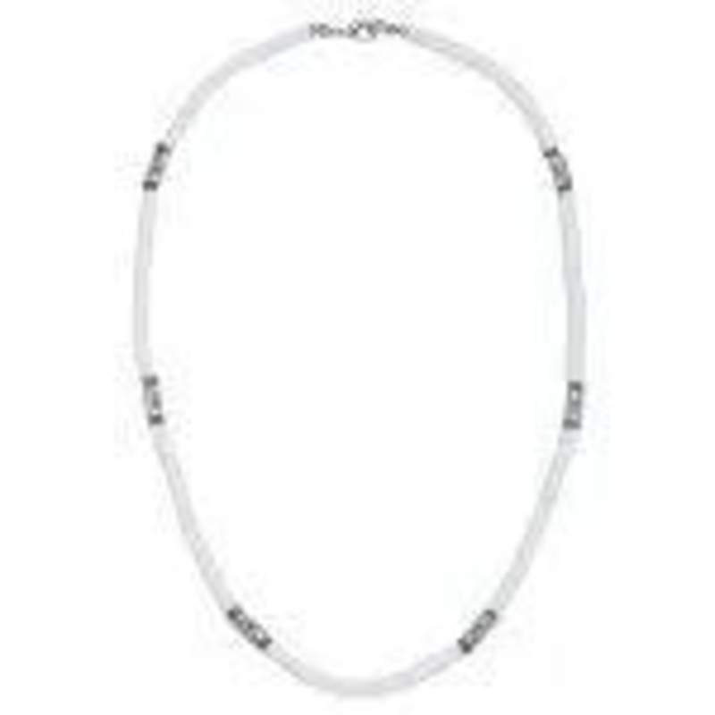 White Shell & Hematite Pendant W/ Wave Beads