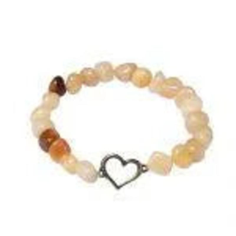 Yellow Jade Bracelet W/ Heart