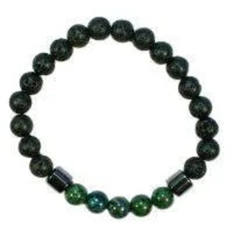 BLACK LAVA BEAD/AZURITE BRACELET