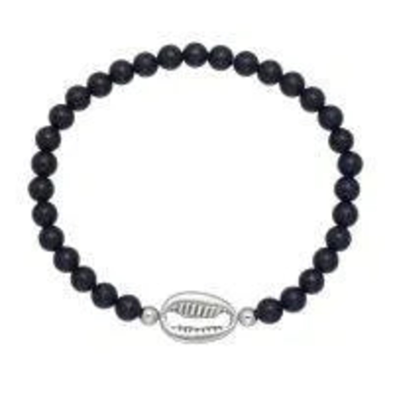 MATTE BLK BRACELET W/ COWRIE SHELL COMPONENT
