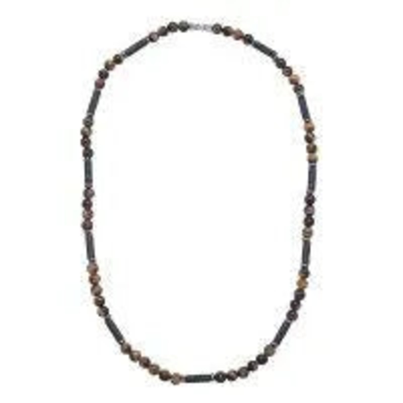 TIGER EYE & CYCLINDER LAVA BEAD CHOKER