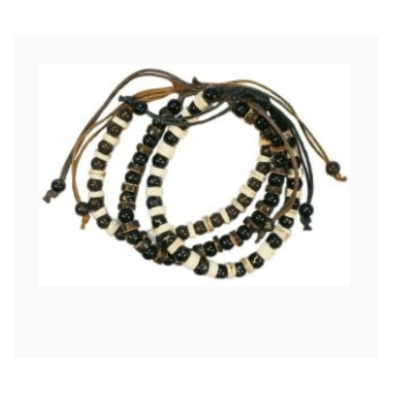 3 Brown Bead Bracelet Set