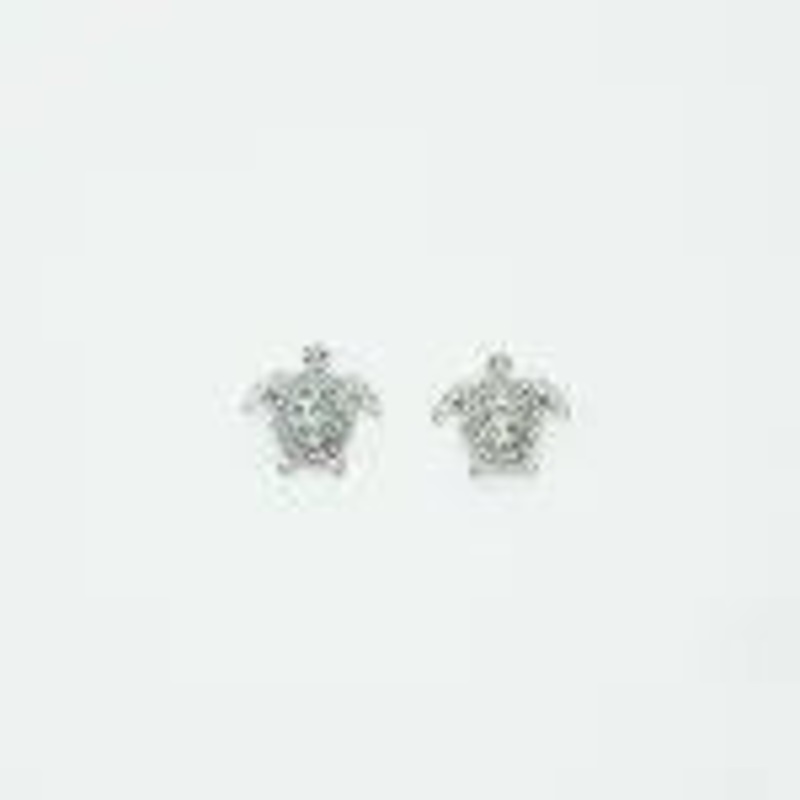 Blue Crystal Turtle Earrings