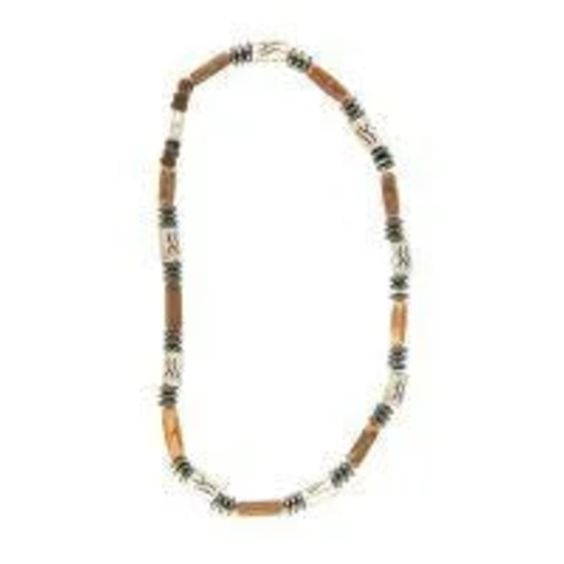 Natural/Metal Wave Bead Necklace