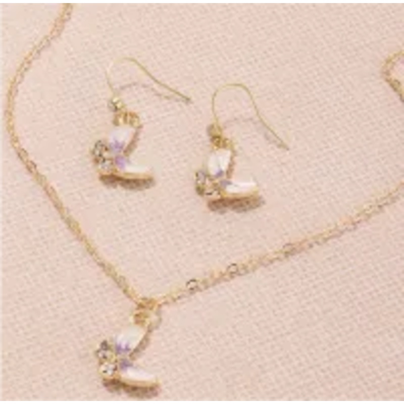 CRYSTAL & PINK BUTTERFLY EARRINGS