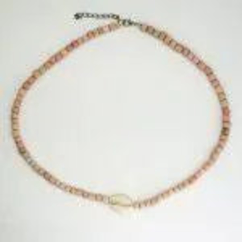 Pink Beaded Choker With Shell