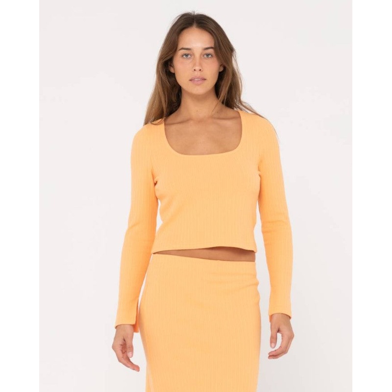 Rusty Scarlet Ribbed Long Sleeve Top - Win24