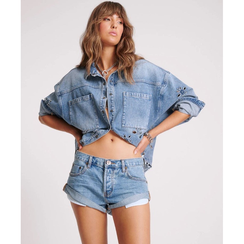 One Teaspoon Cobaine Bandits Low Waist Denim Shorts - Sum24