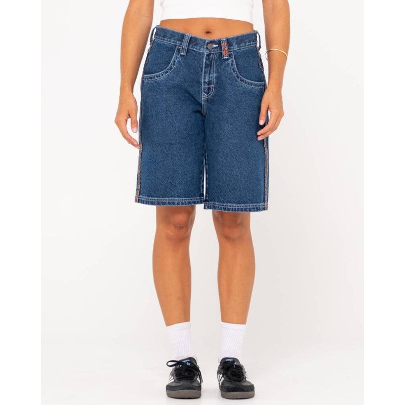 Rusty Flip Mommy Low Rise Wide Leg Denim Shorts - Sum24