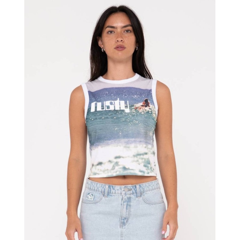Rusty All Ova Graphic Slim Fit Skimmer Tank - Sum24