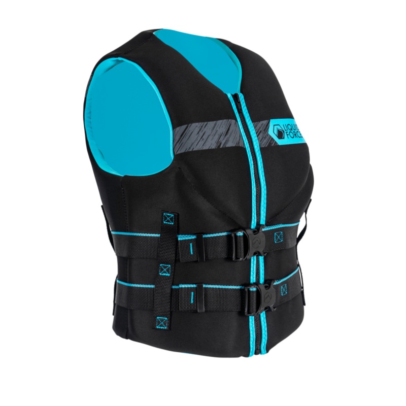 Liquid Force Classic Hinge Women's CGA Life Jacket in Black/Aqua