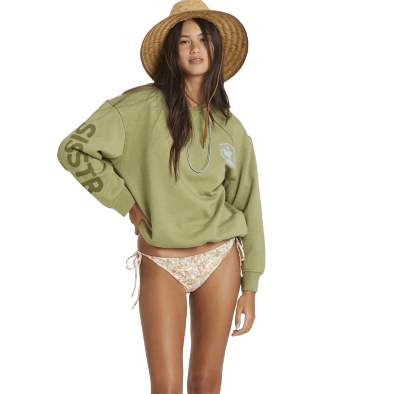 Sisstr Day Trip Long Sleeve Crew Fleece in Army