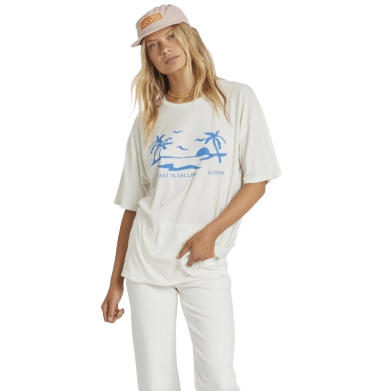 Sisstr Kickin It Slouch Short Sleeve Tee in Vintage White