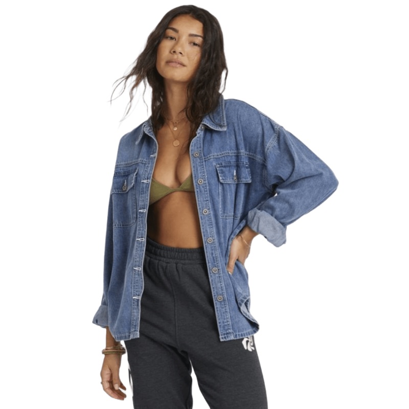 Sisstr Rad Days Woven Shirt in Dark Denim