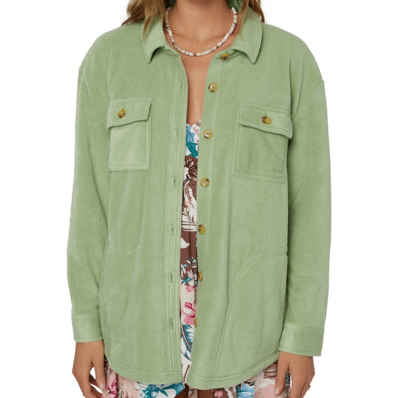 O'Neill Collins Solid Superfleece Shirt Jacket in Basil