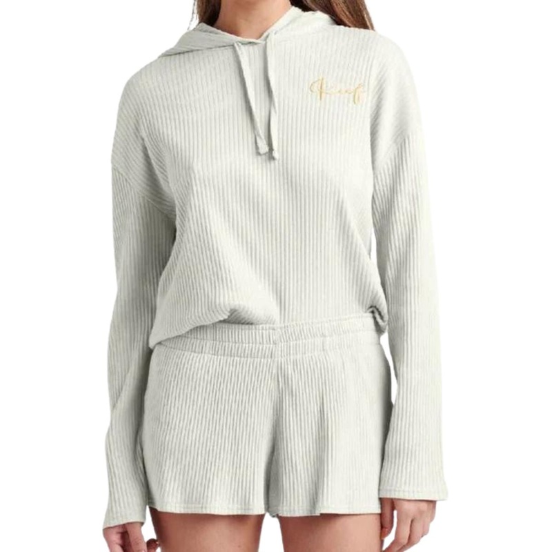 Reef Beachy Long Sleeve Rib Hoodie in Marshmallow