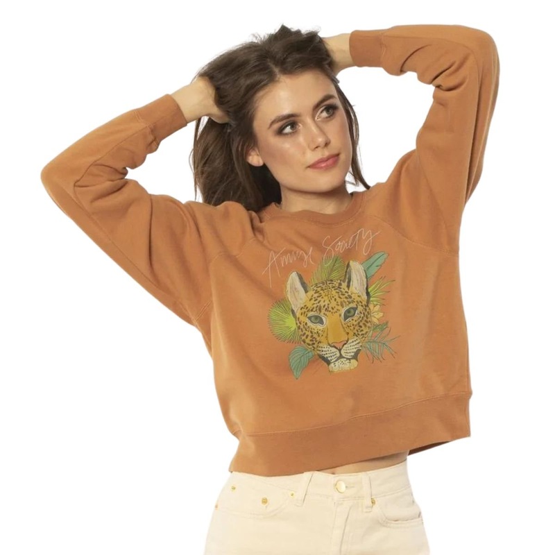 Amuse Society Wild Thing Fleece Crew in Tamarind