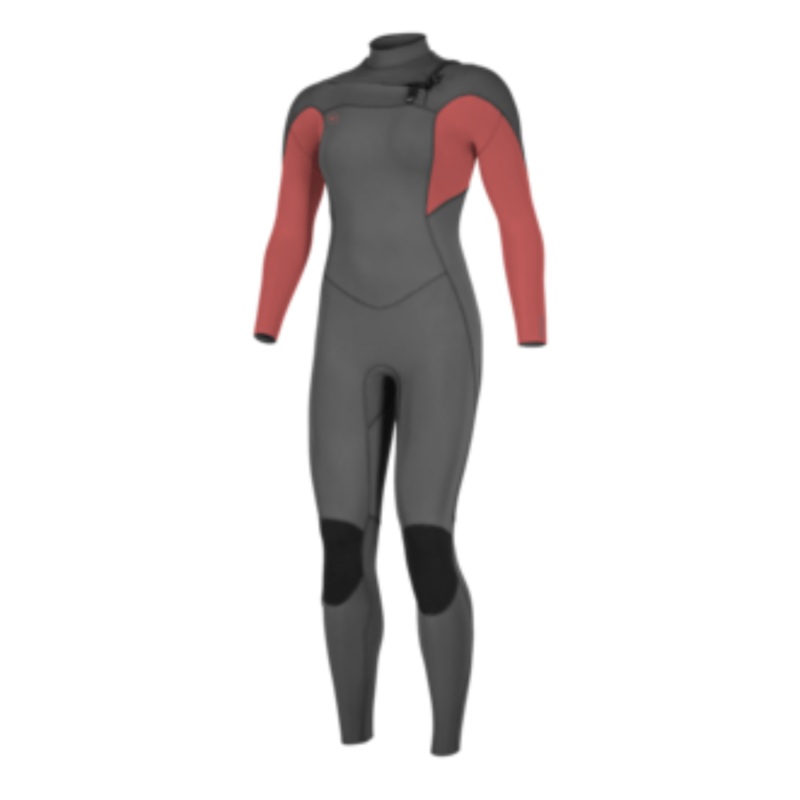 Oneill Women's Ninja 4/3 Chest Zip Full Suit in Graphite and Tea Rose