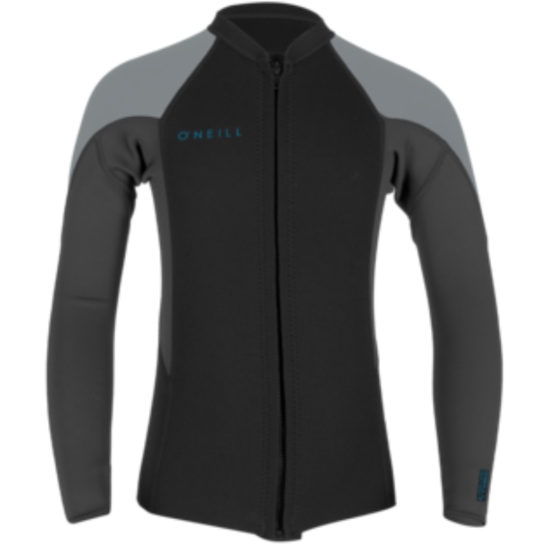 Oneill Youth Reactor-2 2mm Front Zip Jacket in Black and Cool Grey