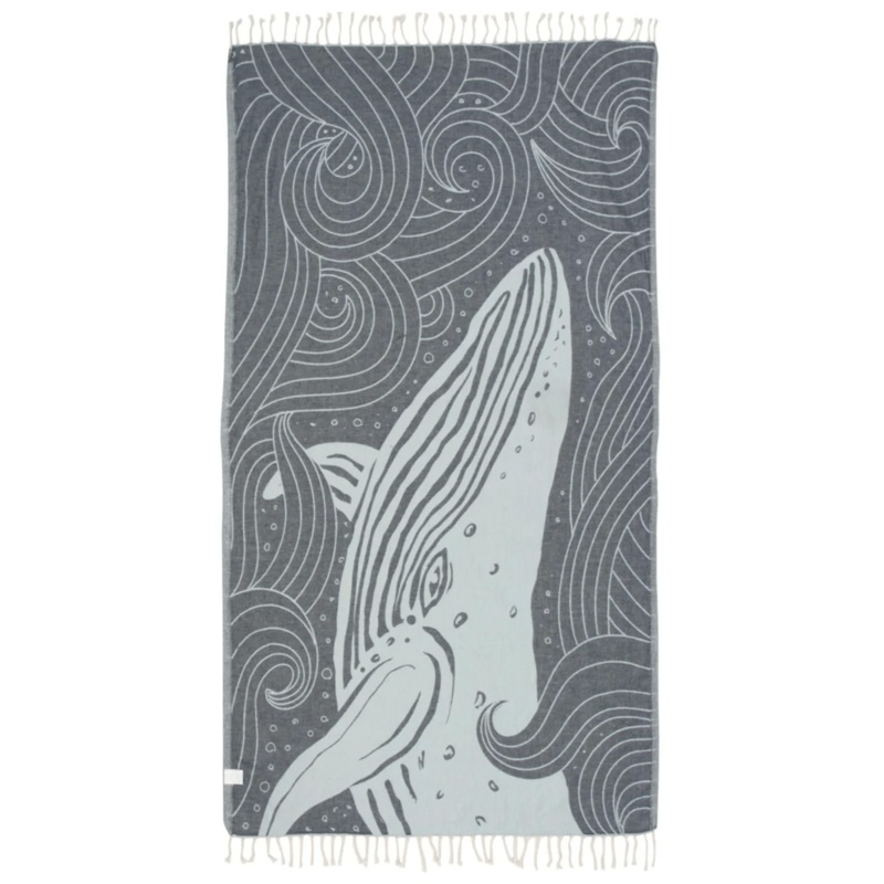 Sand Cloud Blue Swirl Waves Whale Towel